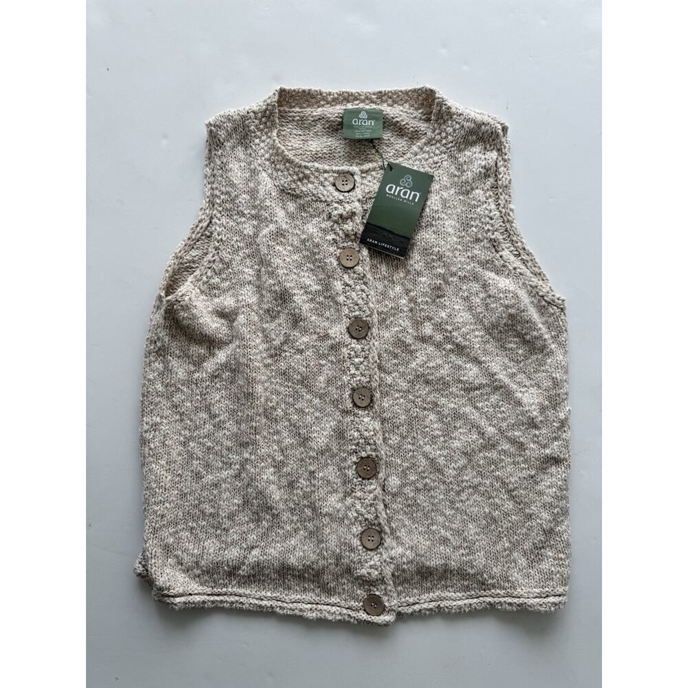 Aran Woollen Mills Sweater Vest Women’s Cotton Linen Button Tank Large